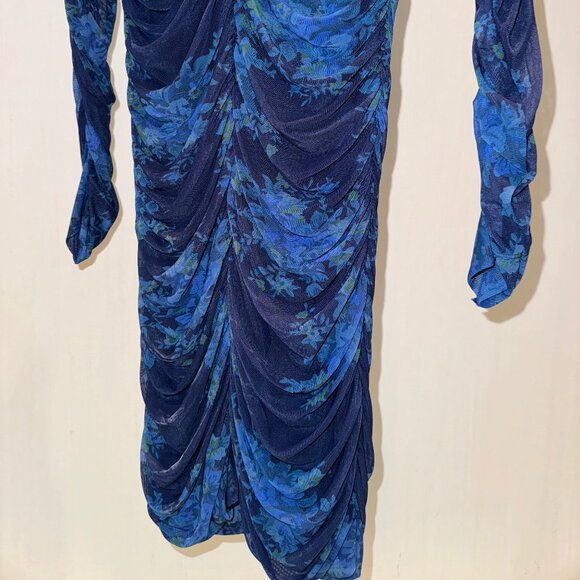 Elegant Ruched Long-Sleeve Dress by Ganni - Picture 5 of 6